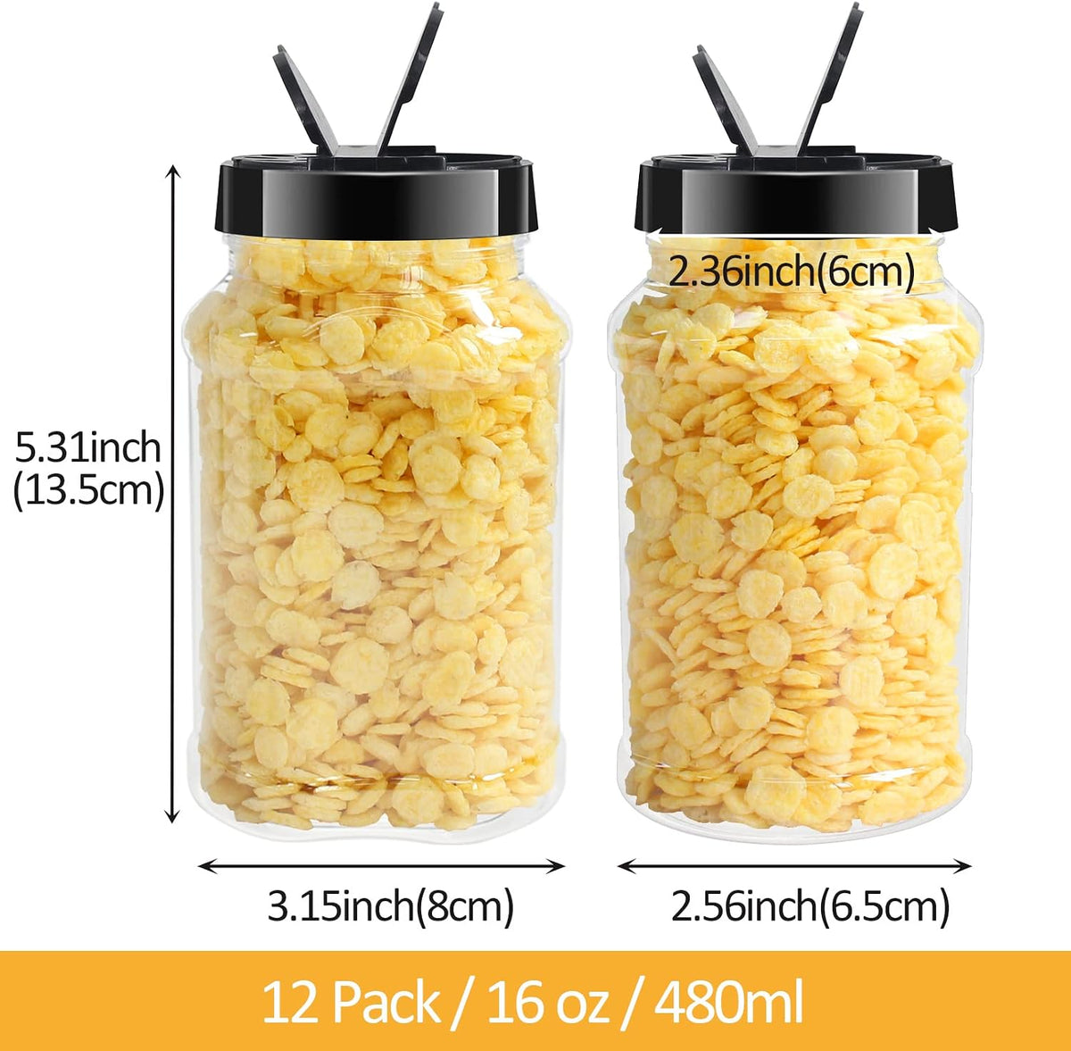 4oz Clear Plastic Spice Jars With Black Plastic Lids
