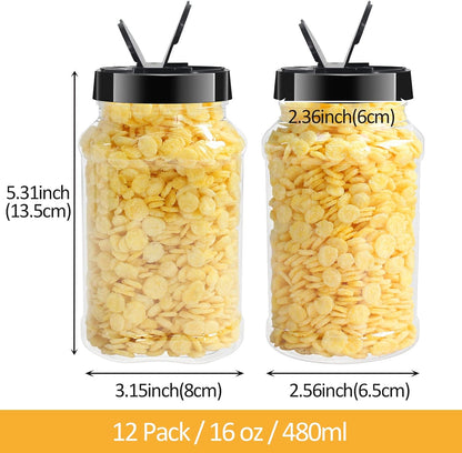 4oz Clear Plastic Spice Jars With Black Plastic Lids