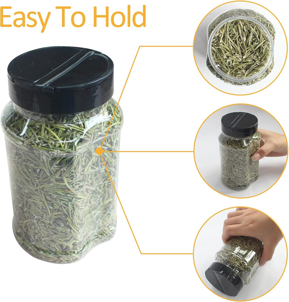 4oz Clear Plastic Spice Jars With Black Plastic Lids
