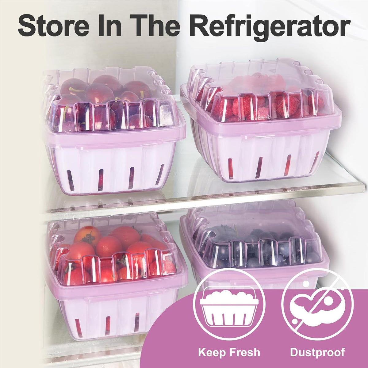 Berry Basket for Fridge, 3-in-1 Berry Keeper Container with Colander | 1.1 Qt Vented Fruit Keeper, Berry Bowl, Wash Drain & Store Strawberries, Blueberries, Raspberries, Dishwasher safe