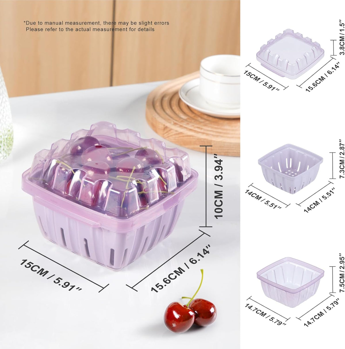 Berry Basket for Fridge, 3-in-1 Berry Keeper Container with Colander | 1.1 Qt Vented Fruit Keeper, Berry Bowl, Wash Drain & Store Strawberries, Blueberries, Raspberries, Dishwasher safe