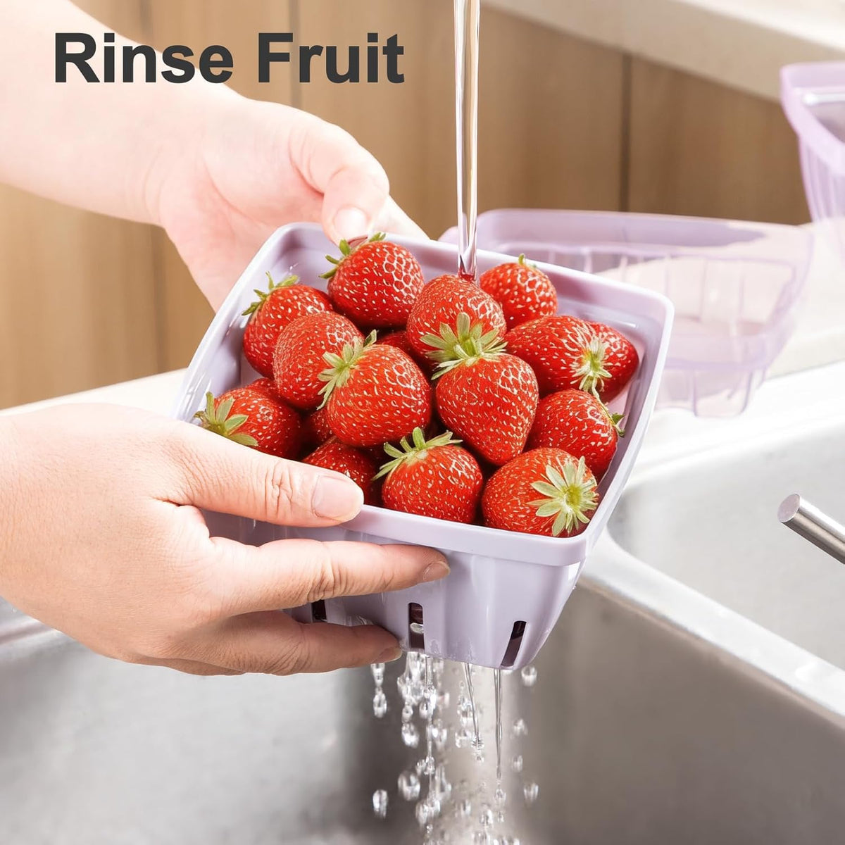 Berry Basket for Fridge, 3-in-1 Berry Keeper Container with Colander | 1.1 Qt Vented Fruit Keeper, Berry Bowl, Wash Drain & Store Strawberries, Blueberries, Raspberries, Dishwasher safe