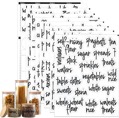 168PCS Clear Waterproof Labels, Pantry Labels Food Organization Stickers | for Food Containers, for Containers Jars Container Boxes, Preprinted and Blank