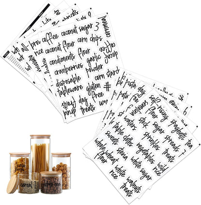 168PCS Clear Waterproof Labels, Pantry Labels Food Organization Stickers | for Food Containers, for Containers Jars Container Boxes, Preprinted and Blank