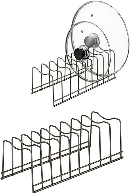 Pot Lid Holder Organizer, Kitchen Countertop Storage Rack Cutting Boards, Bakeware, Pots & Pans, Serving Trays, Reusable Containers in Cabinet Pantry , Stainless Steel