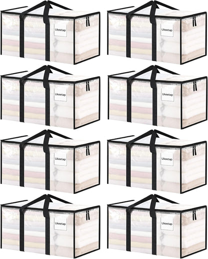 Extra Large Clothes Storage Bins with Lids, Clear