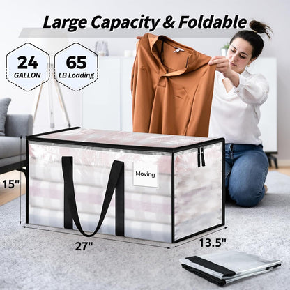 Extra Large Clothes Storage Bins with Lids, Clear