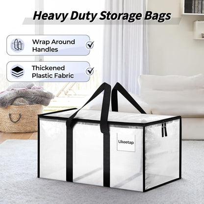 Extra Large Clothes Storage Bins with Lids, Clear