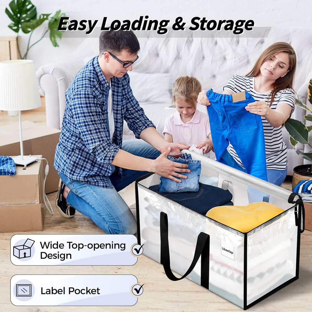 Extra Large Clothes Storage Bins with Lids, Clear