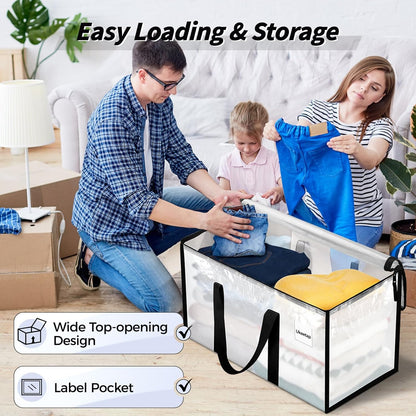 Extra Large Clothes Storage Bins with Lids, Clear