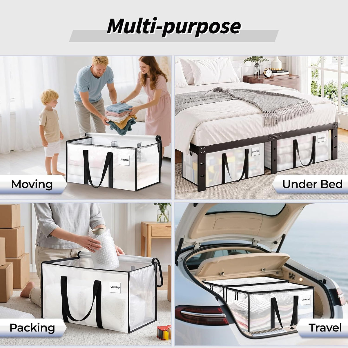 Extra Large Clothes Storage Bins with Lids, Clear