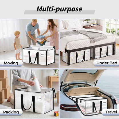 Extra Large Clothes Storage Bins with Lids, Clear