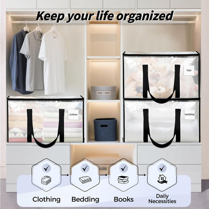 Extra Large Clothes Storage Bins with Lids, Clear
