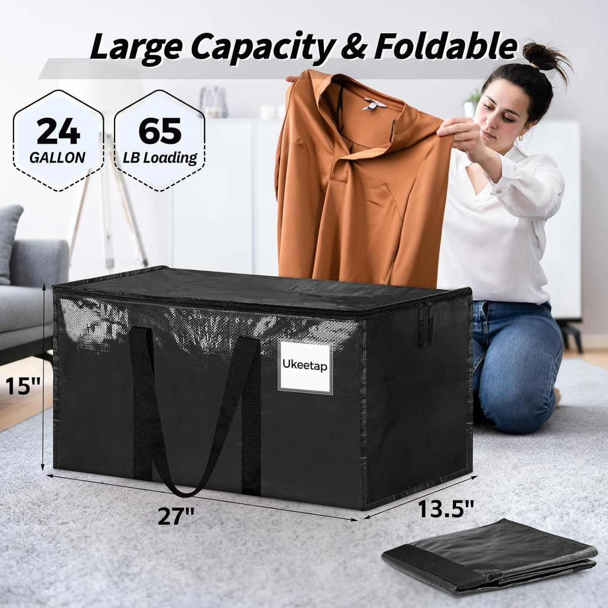 Extra Large Clothes Storage Bins with Lids, Clear