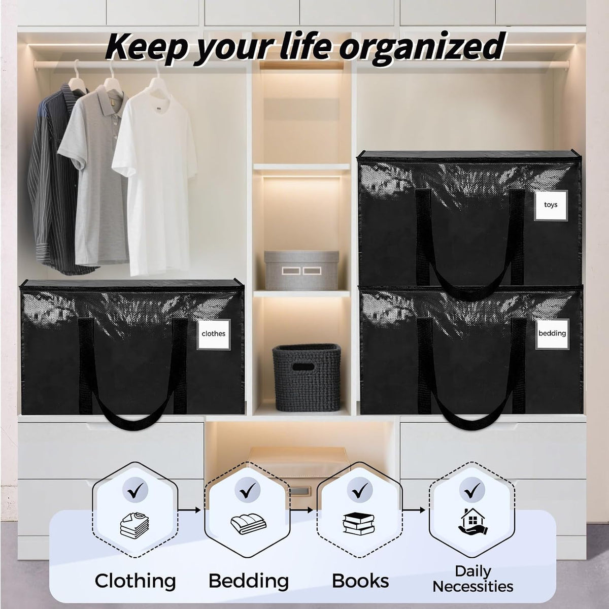 Extra Large Clothes Storage Bins with Lids, Clear