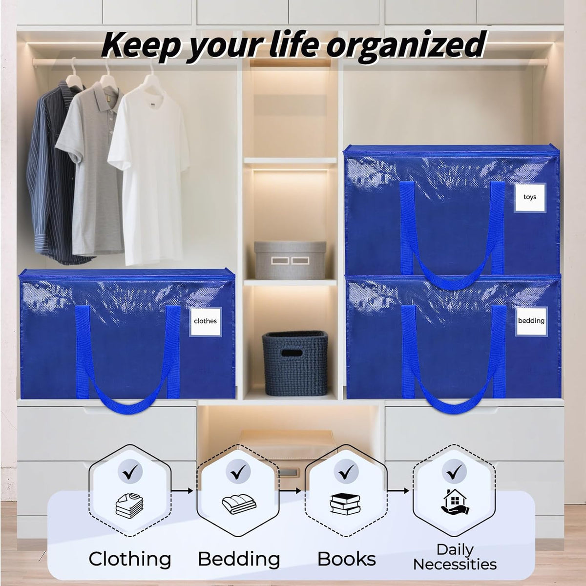Extra Large Clothes Storage Bins with Lids, Clear