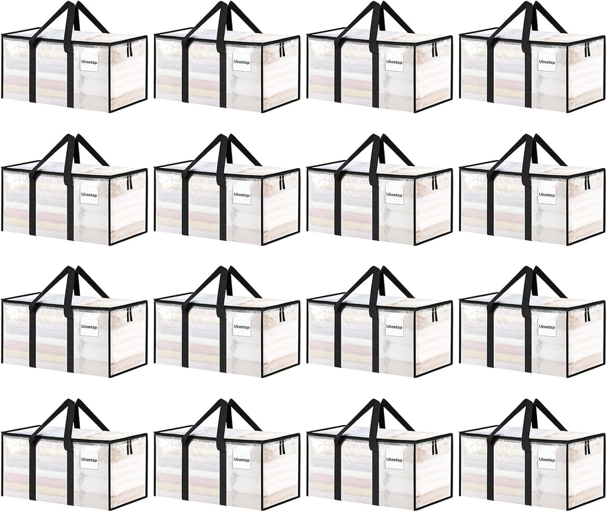 Extra Large Clothes Storage Bins with Lids, Clear