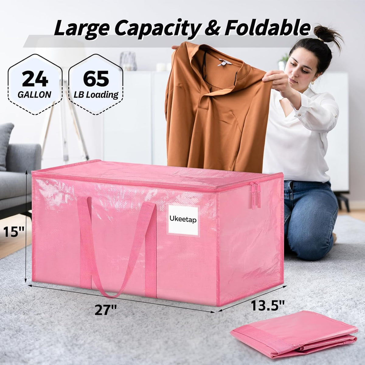 Extra Large Clothes Storage Bins with Lids, Clear