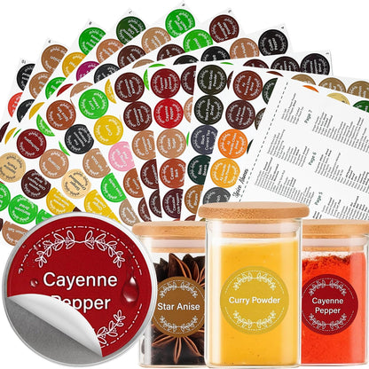 672 Color-Coded Spice Labels Book with A–Z Index – Waterproof & Oil-Resistant Preprinted Round Stickers for Kitchen Jars – 1.2" Pantry Labels for Spices, Seasonings, and Herbs – Modern Color Style