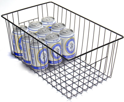 Freezer Basket Organizer, Refrigerator Metal Wire Storage Divider, Household Container Bins with Handles for Kitchen, Pantry, Cabinet, Closets - Pearl White (6, 11in x 10in x 5.5in)