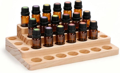 Essential Oil Display Stand, 3 Tier 39 Slots Round Wood Rotating Essential Oil Bottle, Organizers Shelf Box and Tabletop Storage Rack for Essential Oils Bottles 5ml, 10ml, 15ml, 20ml