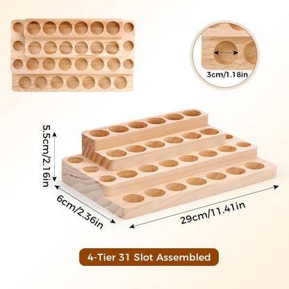 Essential Oil Display Stand, 3 Tier 39 Slots Round Wood Rotating Essential Oil Bottle, Organizers Shelf Box and Tabletop Storage Rack for Essential Oils Bottles 5ml, 10ml, 15ml, 20ml