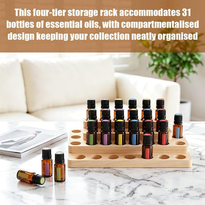 Essential Oil Display Stand, 3 Tier 39 Slots Round Wood Rotating Essential Oil Bottle, Organizers Shelf Box and Tabletop Storage Rack for Essential Oils Bottles 5ml, 10ml, 15ml, 20ml