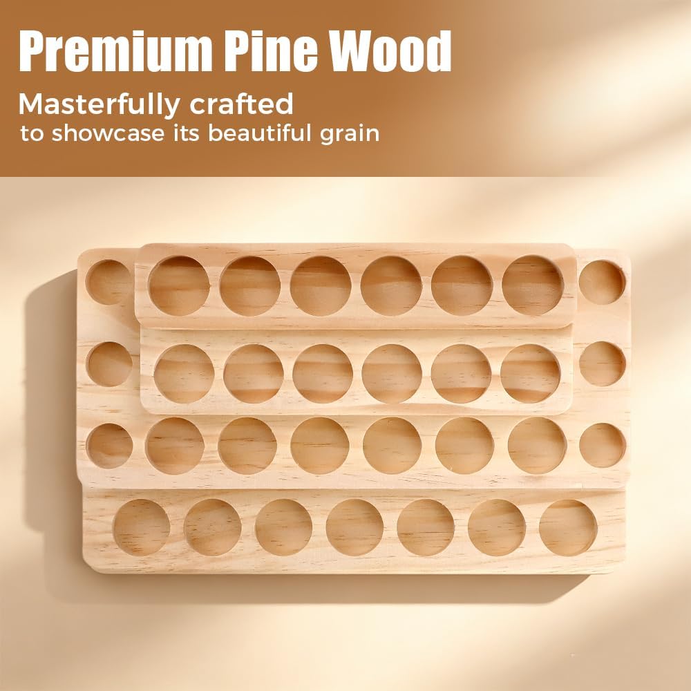 Essential Oil Display Stand, 3 Tier 39 Slots Round Wood Rotating Essential Oil Bottle, Organizers Shelf Box and Tabletop Storage Rack for Essential Oils Bottles 5ml, 10ml, 15ml, 20ml