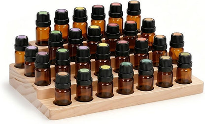 Essential Oil Display Stand, 3 Tier 39 Slots Round Wood Rotating Essential Oil Bottle, Organizers Shelf Box and Tabletop Storage Rack for Essential Oils Bottles 5ml, 10ml, 15ml, 20ml