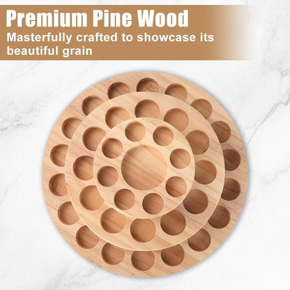 Essential Oil Display Stand, 3 Tier 39 Slots Round Wood Rotating Essential Oil Bottle, Organizers Shelf Box and Tabletop Storage Rack for Essential Oils Bottles 5ml, 10ml, 15ml, 20ml