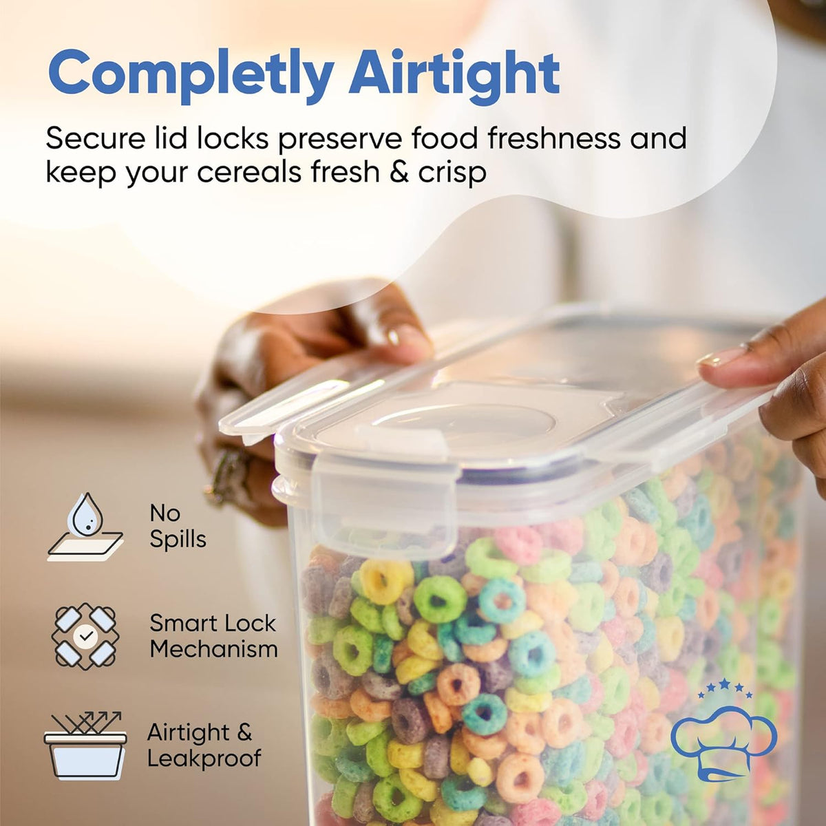 Airtight Food Storage Containers - Pack of 4 (4L/135.3oz) - MULTISPOUT Design for Kitchen & Pantry - BPA-Free Cereal Containers with Bigger Spout Mouth for Easy Pouring