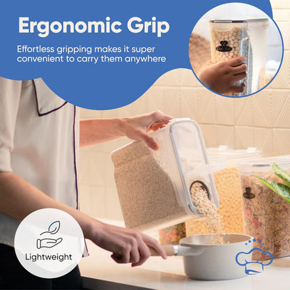 Airtight Food Storage Containers - Pack of 4 (4L/135.3oz) - MULTISPOUT Design for Kitchen & Pantry - BPA-Free Cereal Containers with Bigger Spout Mouth for Easy Pouring