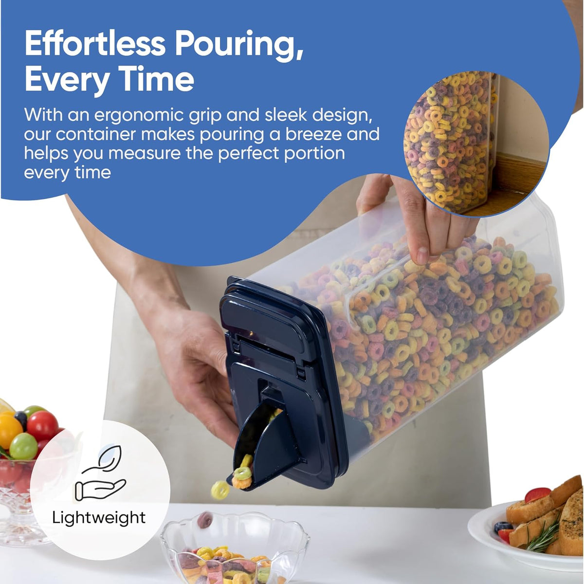 Airtight Food Storage Containers - Pack of 4 (4L/135.3oz) - MULTISPOUT Design for Kitchen & Pantry - BPA-Free Cereal Containers with Bigger Spout Mouth for Easy Pouring