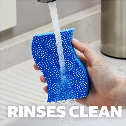 Odor Resist Non-Scratch Scrub Sponge, Dishwasher-Safe Kitchen Sponges that Resist Bacterial Odors, Multipurpose Dish Sponge for Gentle Cleaning, 6 Dish Sponges