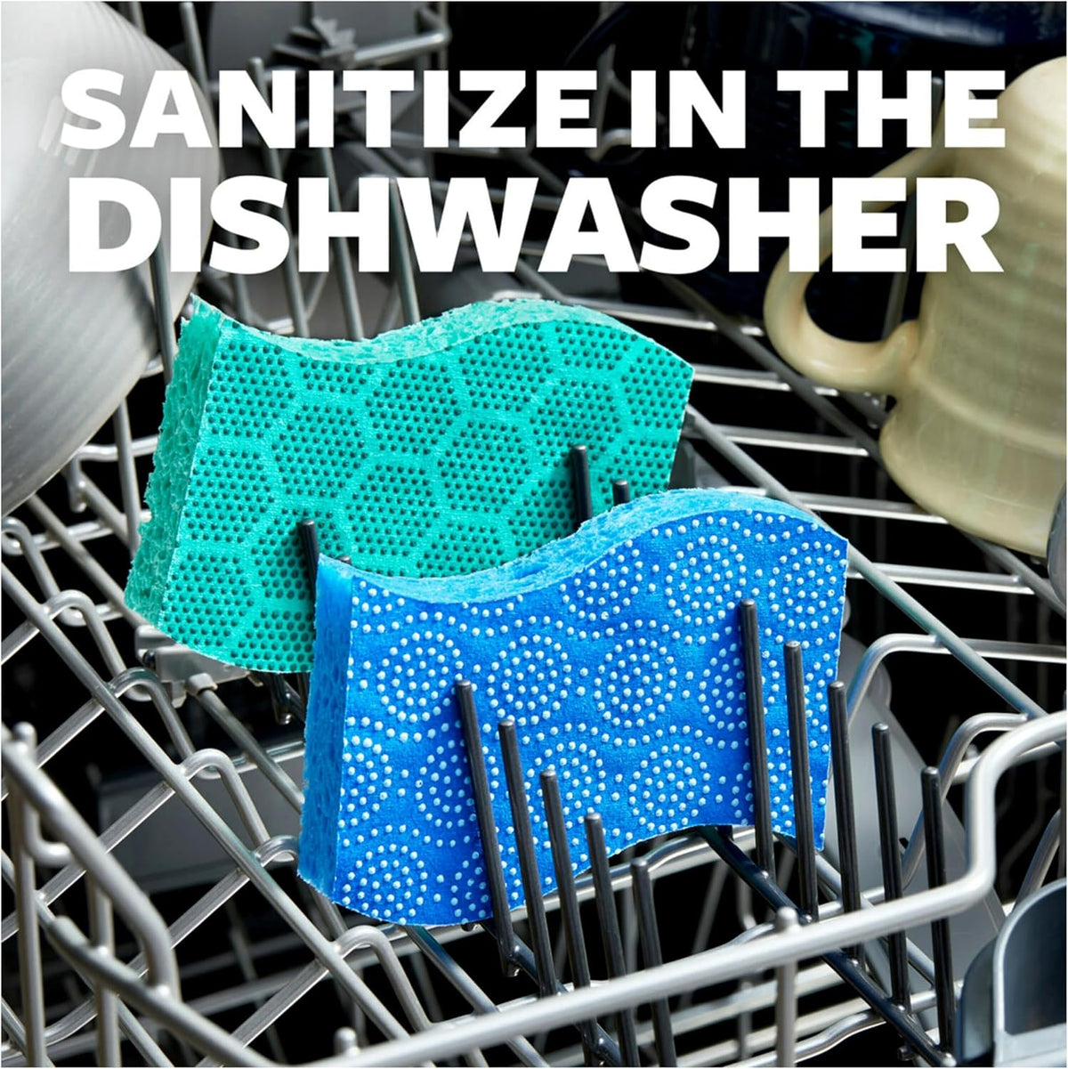 Odor Resist Non-Scratch Scrub Sponge, Dishwasher-Safe Kitchen Sponges that Resist Bacterial Odors, Multipurpose Dish Sponge for Gentle Cleaning, 6 Dish Sponges