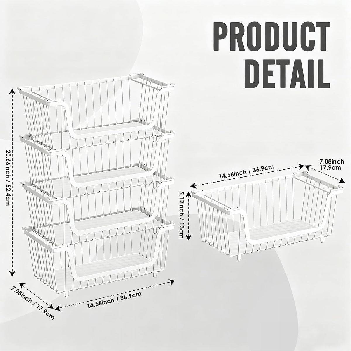 4 Pcs Stackable Wire Baskets Pantry Organizers and Storage Bins,Black | Breathable Metal Design with Rotating Handle,Idea for Potato Onion Fruit Snack Veggie Kitchen Countertop Freezer Organization