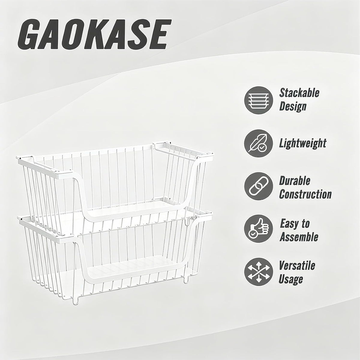 4 Pcs Stackable Wire Baskets Pantry Organizers and Storage Bins,Black | Breathable Metal Design with Rotating Handle,Idea for Potato Onion Fruit Snack Veggie Kitchen Countertop Freezer Organization