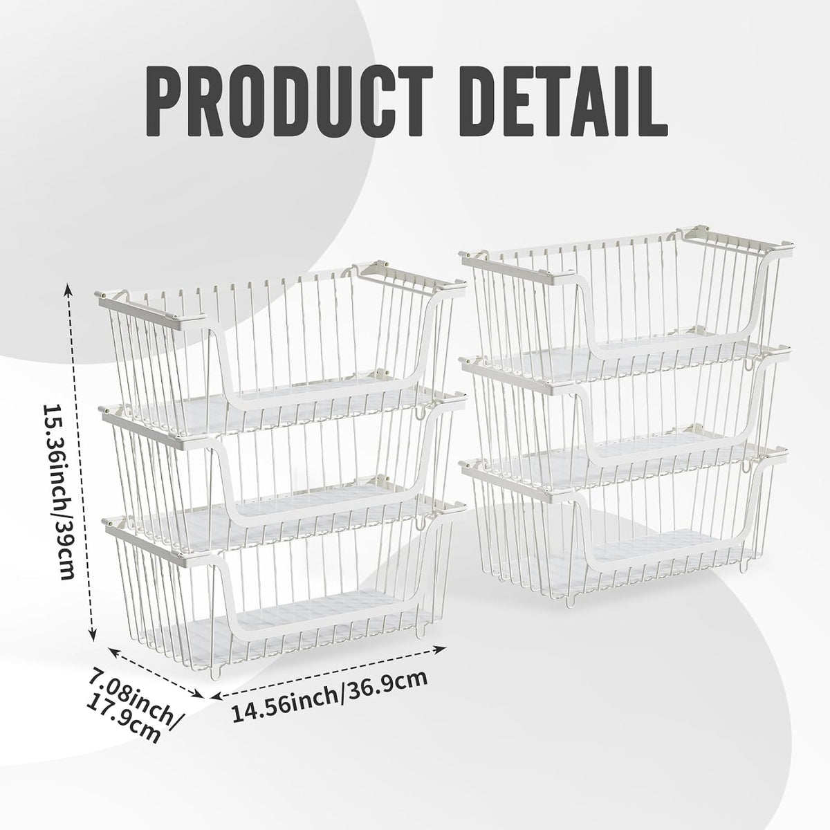 4 Pcs Stackable Wire Baskets Pantry Organizers and Storage Bins,Black | Breathable Metal Design with Rotating Handle,Idea for Potato Onion Fruit Snack Veggie Kitchen Countertop Freezer Organization