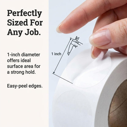 Performore Crystal Clear Transparent 1" Round Stickers, Envelope Tab Sealer and Retail Package Round Clear Seal Labels Self Adhesive, 1000 Stickers Per Roll