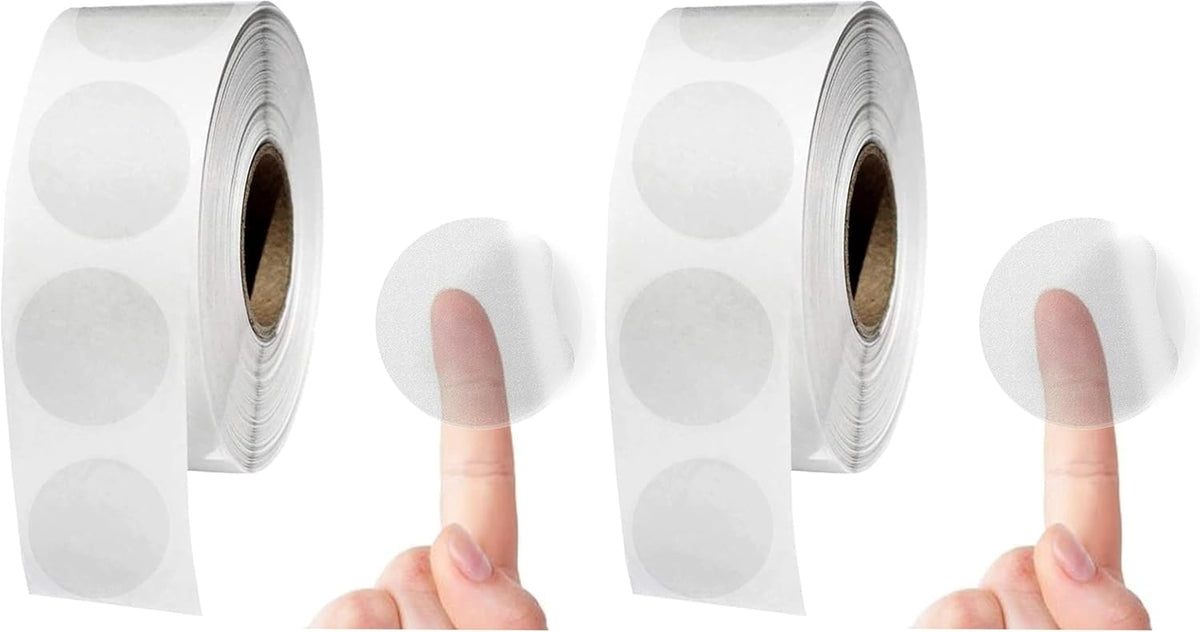 Performore Crystal Clear Transparent 1" Round Stickers, Envelope Tab Sealer and Retail Package Round Clear Seal Labels Self Adhesive, 1000 Stickers Per Roll