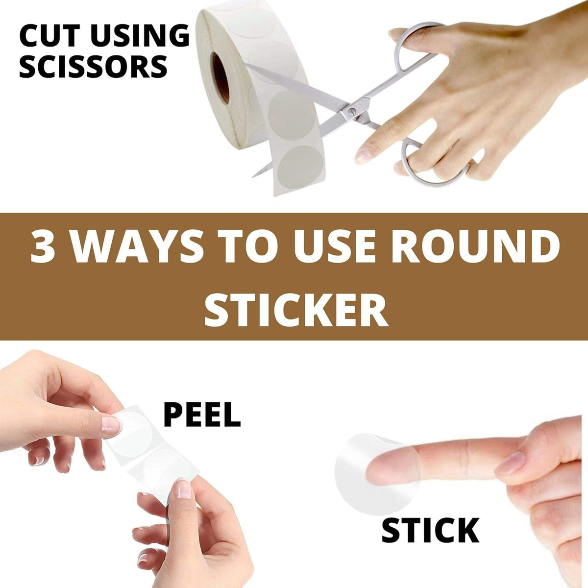 Performore Crystal Clear Transparent 1" Round Stickers, Envelope Tab Sealer and Retail Package Round Clear Seal Labels Self Adhesive, 1000 Stickers Per Roll