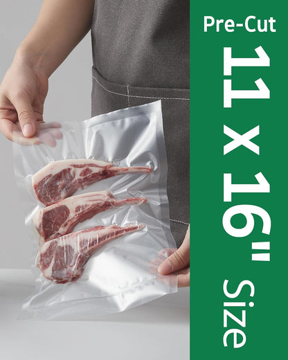 100 PCS Vacuum Sealer Bags, Gallon Size 11" x 16" Precut Seal Bags