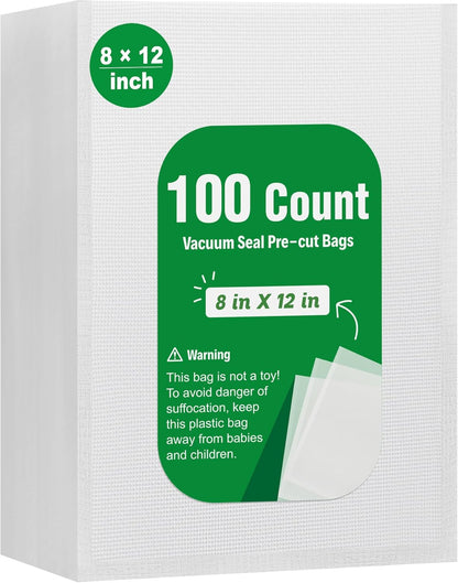 100 PCS Vacuum Sealer Bags, Gallon Size 11" x 16" Precut Seal Bags