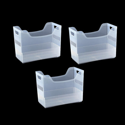 3 Pcs Large Freezer Organizer Bins with Wheels Clear Plastic Pantry Storage Organizer with Handle Tall Narrow Kitchen Organizer for Fridge, Cabinet, Bathroom, Under Sink, Office