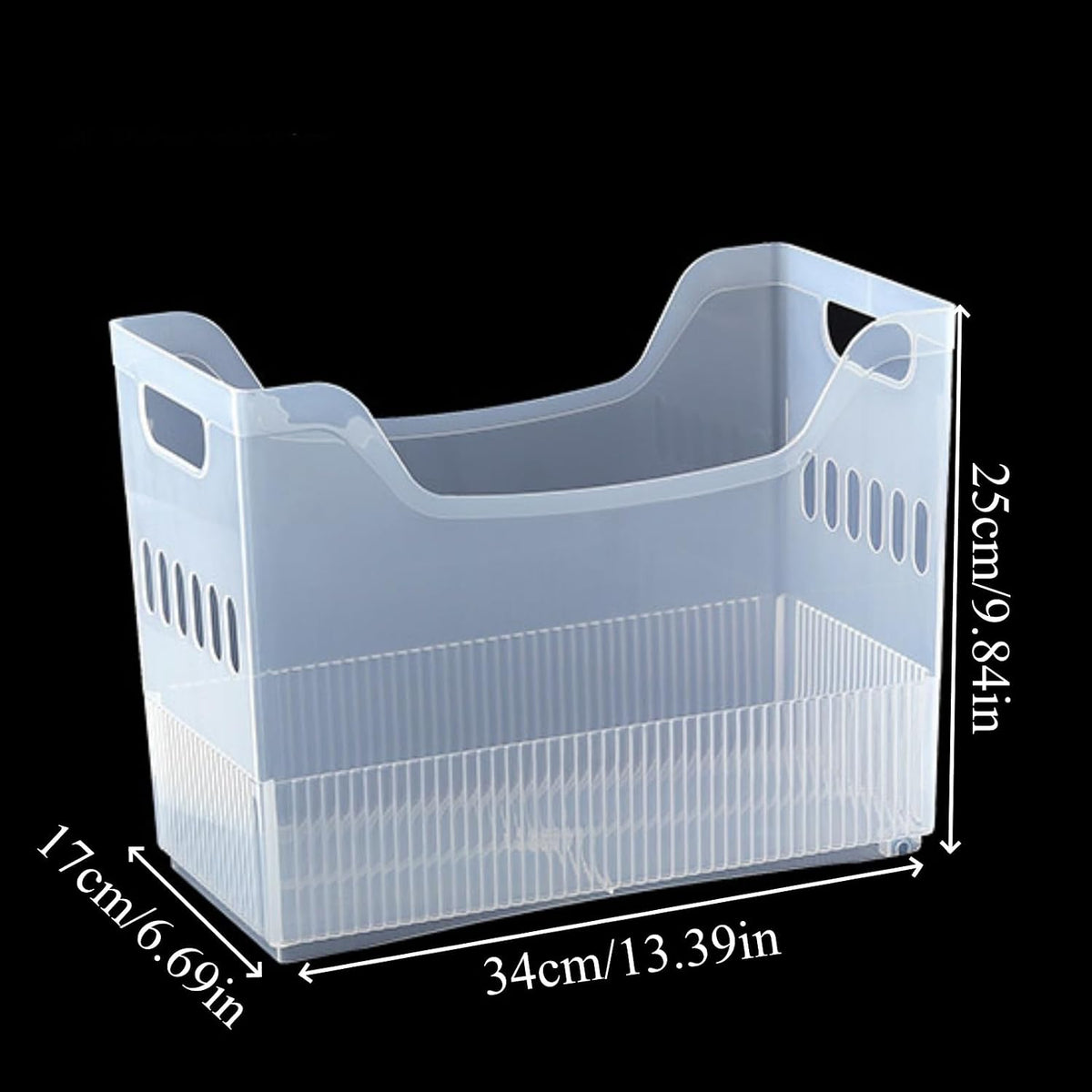 3 Pcs Large Freezer Organizer Bins with Wheels Clear Plastic Pantry Storage Organizer with Handle Tall Narrow Kitchen Organizer for Fridge, Cabinet, Bathroom, Under Sink, Office