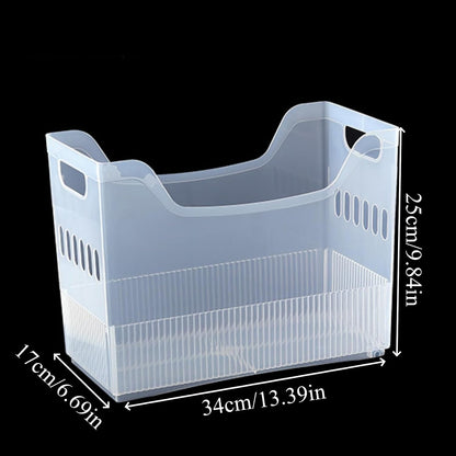 3 Pcs Large Freezer Organizer Bins with Wheels Clear Plastic Pantry Storage Organizer with Handle Tall Narrow Kitchen Organizer for Fridge, Cabinet, Bathroom, Under Sink, Office
