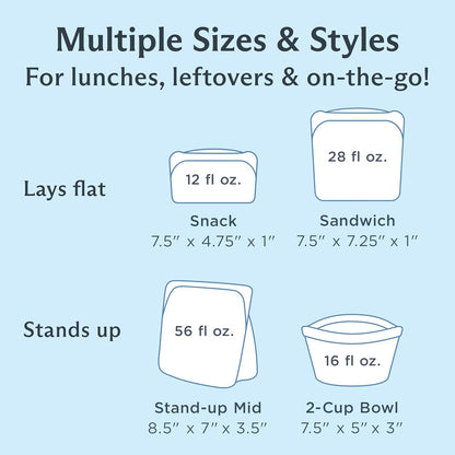 Premium Reusable Silicone Storage Bags, Starter Kit, Clear