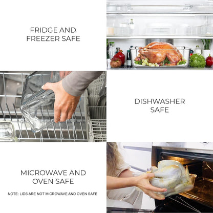 6500 ML / 220 oz / 28 Cup LARGE Glass Food Storage Container with Airtight Locking Lid. Ideal Storing food, Vegetables, Fruits. Baking Casserole, Lasagna, Roasting Turkey, Chicken BPA Free Oven Safe