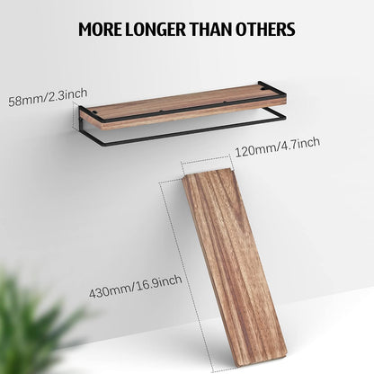 Floating Shelves Wall Mounted Set of 2, Rustic Wood Wall Storage Shelves for Bedroom,Living Room,Bathroom, Kitchen Torched Wood