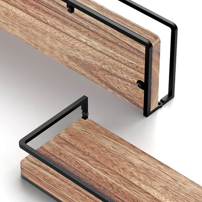 Floating Shelves Wall Mounted Set of 2, Rustic Wood Wall Storage Shelves for Bedroom,Living Room,Bathroom, Kitchen Torched Wood